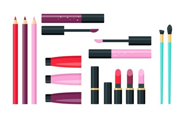 Wall Mural - Make up lipstick cosmetic set