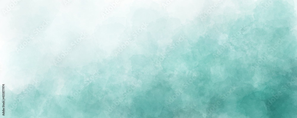 blue green sky watercolor background with clouds texture - obrazy, fototapety, plakaty 