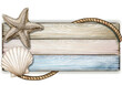 Watercolor Wooden nautical vintage banner