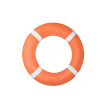 Orange Lifebuoy Ring Isolated On White Background. Life-saving Device