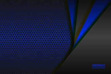 Sticker - Abstract background with vibrant blue carbon fiber. Blue gradient geometric shapes on carbon grid. Carbon fiber textured pattern.