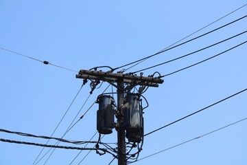 power lines, transformers and wires