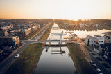Fototapeta Dziecięca - Modern residential neighborhood in Almere, Flevoland, The Netherlands.  Aerial view. 