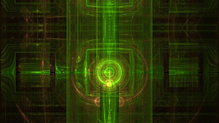 Wall Mural - 3d effect - abstract green fractal graphic