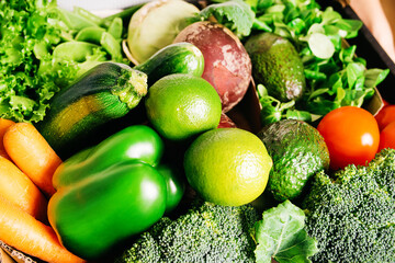 Fresh vegetables. Green food. Super food.fresh vegetables on table after market