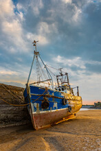 Moored Fishing Boat At Barry Island, Vale Of Glamorgan, South Wales