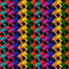 Poster - Colorful geometric and mosaic cubes pattern. Vector same rainbow color cubes.