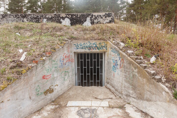 Entrance to the former Soviet Army bunker in Ventspils, Latvia