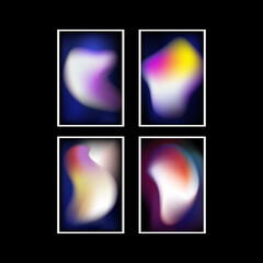 Wall Mural - Set of four Bright Gradient Templates. Blur Colorful Shapes. Vector illustration