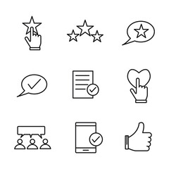 Feedback and review icons set. Feedback and review pack symbol vector elements for infographic web.