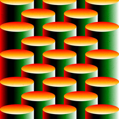 Poster - Optical illusion. Green and Orange Pillars. Vector illustration