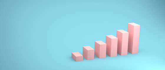 3D render illustration of bar graph