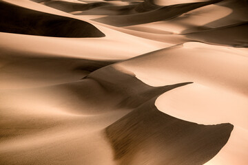 Wall Mural - Patterns and waves of Sand Dunes with ripples seen from Death Valley National Park, California 