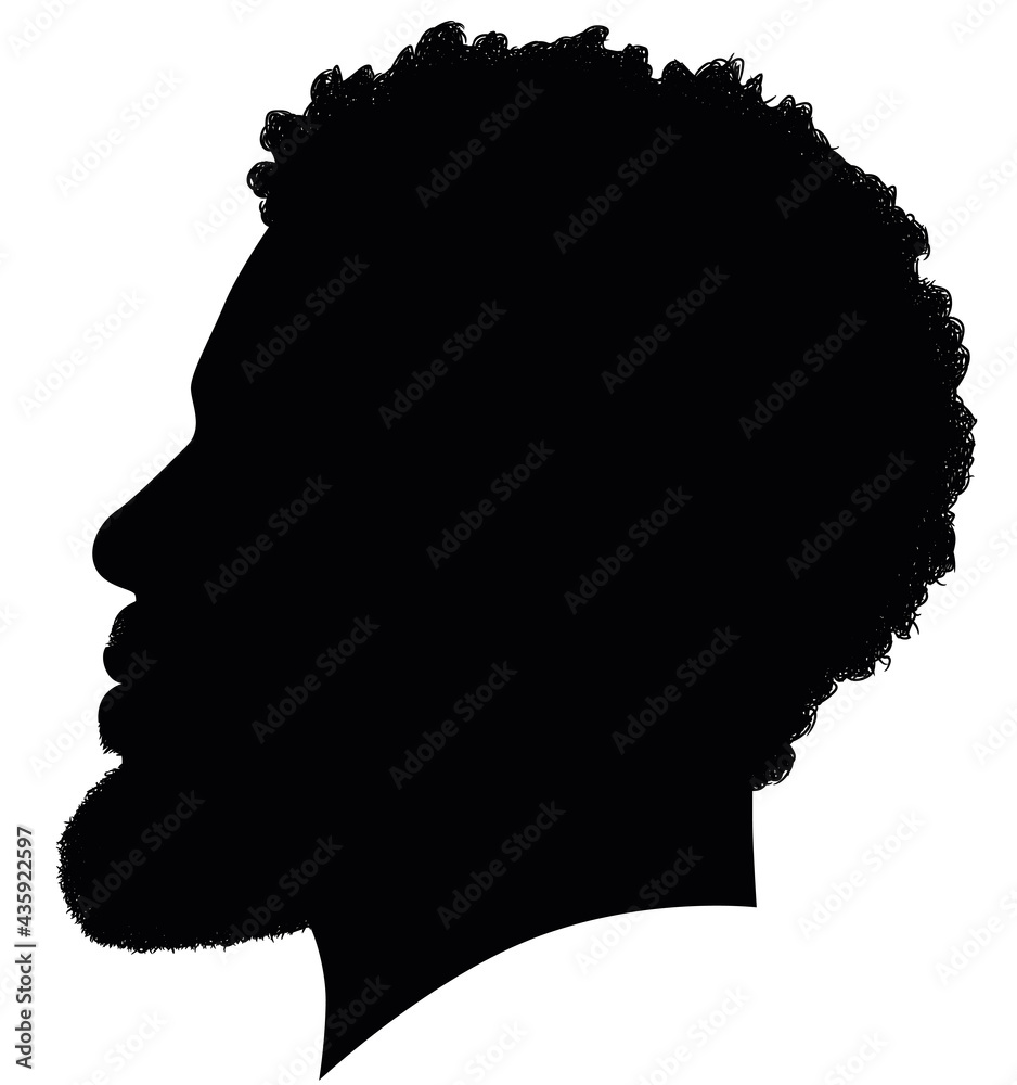 African American profile picture, Man from the side with afroharren. Black  Men African American with Dreadlocks hairstyle, afro hair and beard. vector  illustration realistic silhouette Stock Illustration | Adobe Stock, image size:938x1000