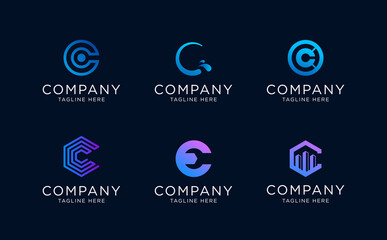 set of simple Letter C logo collection template