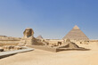 The Sphinx and Giza Pyramids in Cairo,  Egypt