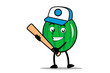 Watermelon Cartoon mascot or character holding a baseball bat as the mascot of the baseball team