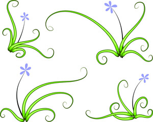 Wall Mural - vector drawing plant love hearts flowers trees leaf Orchid icon sign design set