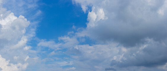 Wall Mural - Panorama blue sky background with clouds.