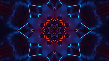 Aufkleber - 3D rendering of futuristic kaleidoscope patterns in blue and black vibrant colors