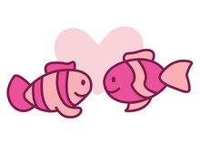 Illustration Of A Two Fish Valentine In Love