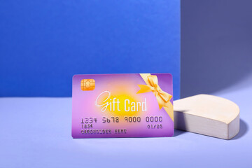 Gift card on color background