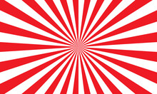Red White Color Burst Background. Rays Background In Retro Style. Vector.