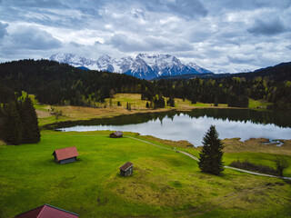 Sticker - Aerial view of mountains and lakes in Bavarian Alps in Germany