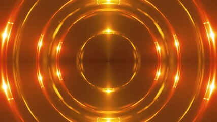 Poster - 3d render of gold fractal lights with shining effects. Computer generated abstract background of flickering rings.