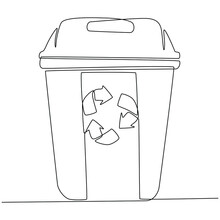 Continuous Line Drawing Of Trash Can Vector Illustration