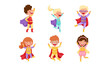 © Happypictures - Children Wearing Superhero Costume Pretending to Have Super Power Vector Set