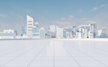 Digital City Model With White Background, 3d Rendering.