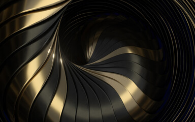 Abstract geometry with black background, 3d rendering.