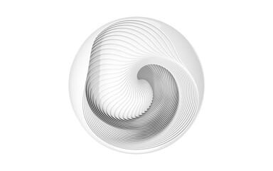Aufkleber - White curves with abstract geometry, 3d rendering.