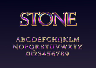 Poster - Sans serif font with luxury vintage style, set of alphabet and number. Retro look text effect