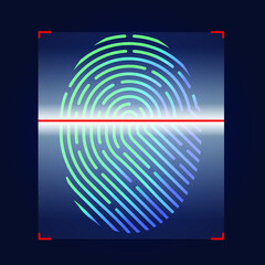 Poster - Finger-print Scanning Identification System. Biometric Authorization and Business Security Vector Concept. Vector illustration