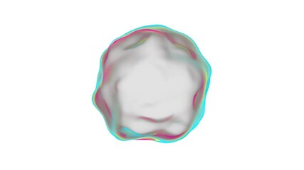 Poster - On a white background, a flexible mass of pastel colors is continuously changing shape. Liquid ball. Seamless loop.