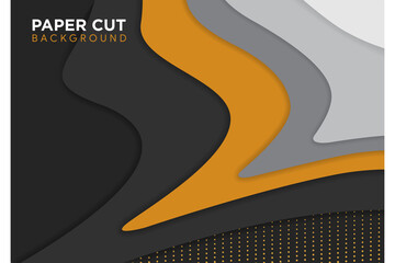 Poster - Dark abstract luxury background with overlap layers  a combination of luminous dots in abstract style. Vector texture with golden effect element decoration