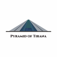 Wall Mural - The Pyramid of Tirana. It is a structure and former museum located in Tirana, the capital of Albania. A good view, must visit this place. Cartoon building tourist attraction. Flat vector illustration