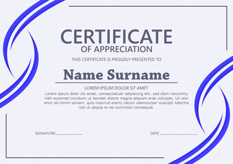 Poster - Blue abstract certificate award template