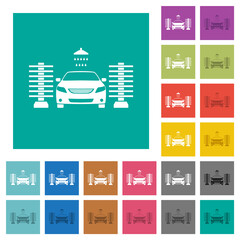 Sticker - Car washing square flat multi colored icons