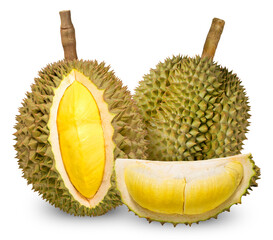 Fresh durian isolated on white background, Durian fruit isolated on white background With clipping path.