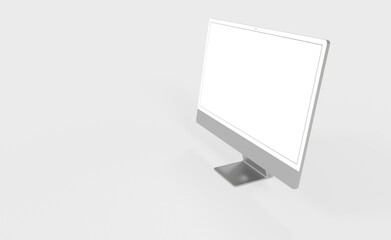 Computer display mock up with blank white screen. Stylish desktop computer mockup. new