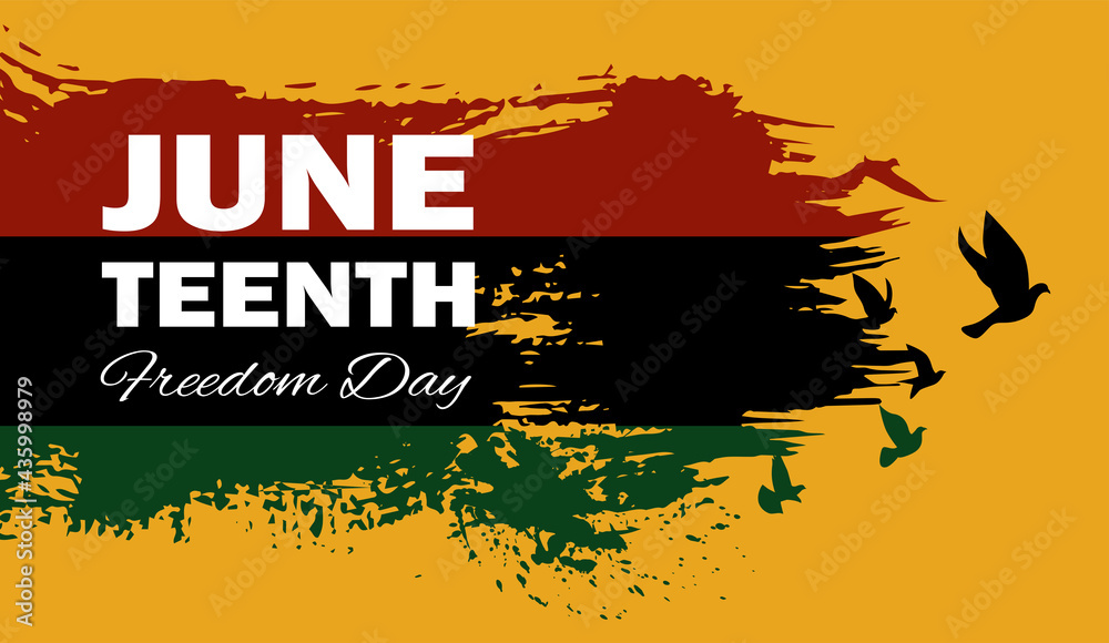 Juneteenth Emancipation Day, Fist raise up breaking chain. - obrazy, fototapety, plakaty 