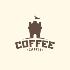 Wall Mural - Coffee castle. Creative logo. Isolated on white