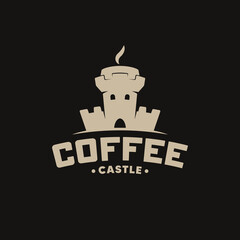 Wall Mural - Coffee castle. Creative logo. Isolated on white