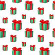 © VeremeeV_1980 - Gift boxes on bright background. Seamless pattern, holiday concept. Festive background. Flat lay.