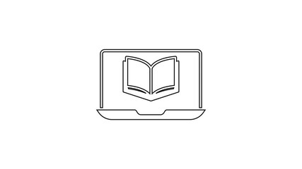 Poster - Black line Online class icon isolated on white background. Online education concept. 4K Video motion graphic animation