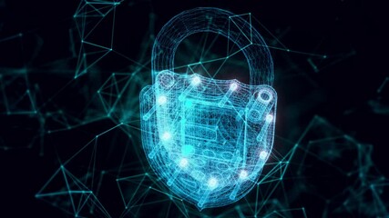 Poster - electronic padlock hologram close up. high quality 4k footage