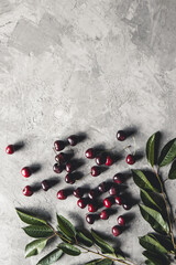 Sticker - Sweet organic berries on a light concrete background. Top view with copy space.